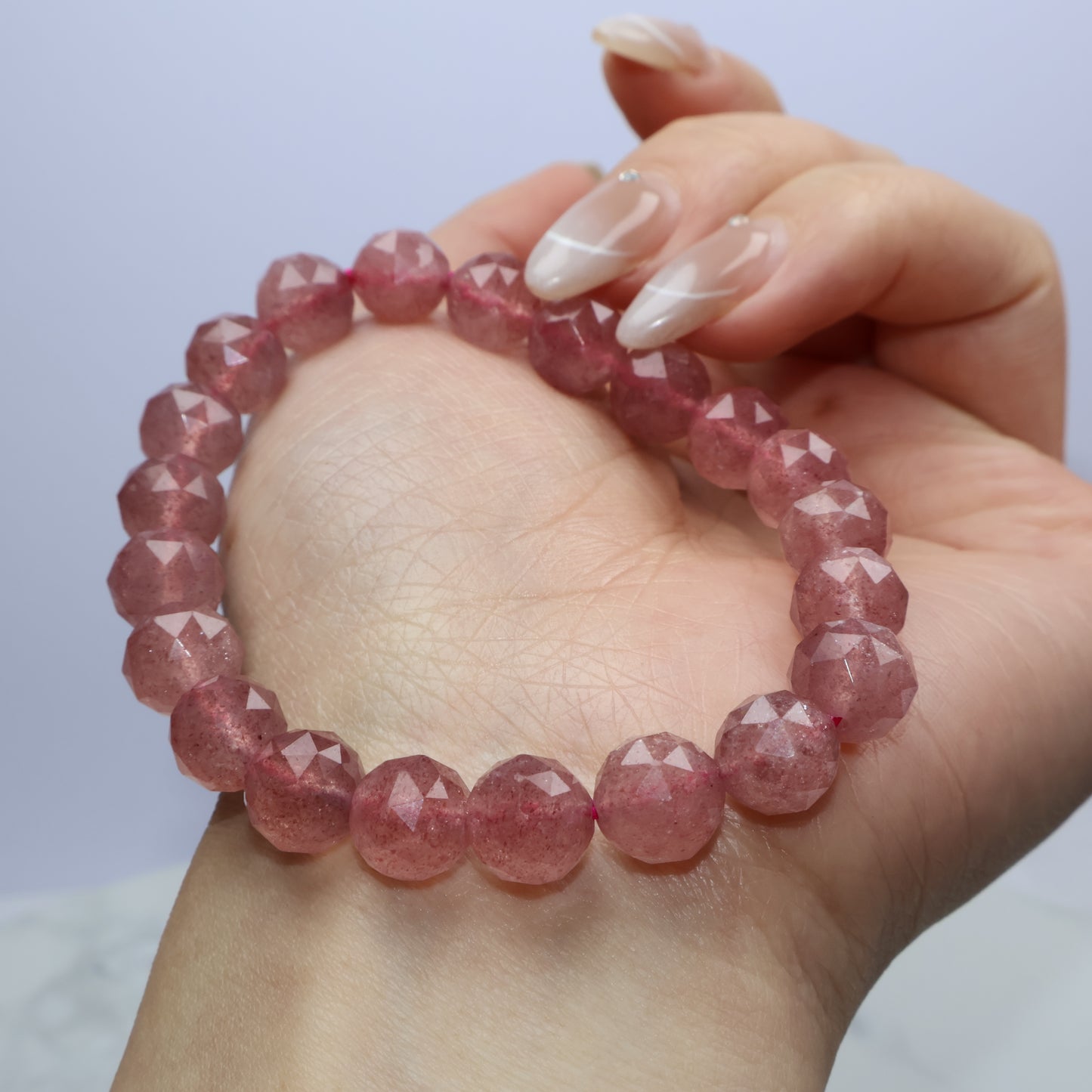 Strawberry Quartz Faceted Bracelet 草莓晶切面手串 – 8mm（Brazil 巴西）
