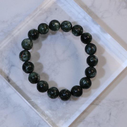 Seraphinite bracelet 11mm Russia – top view