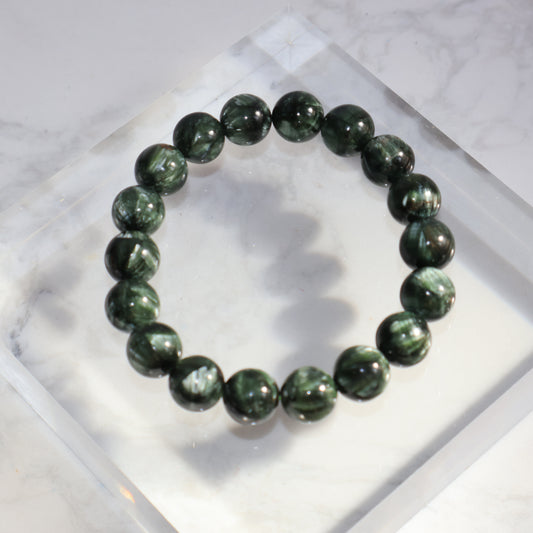 Radiant Forest Seraphinite Bracelet 森靈綠龍晶手串 – 10mm（Russia 俄羅斯）