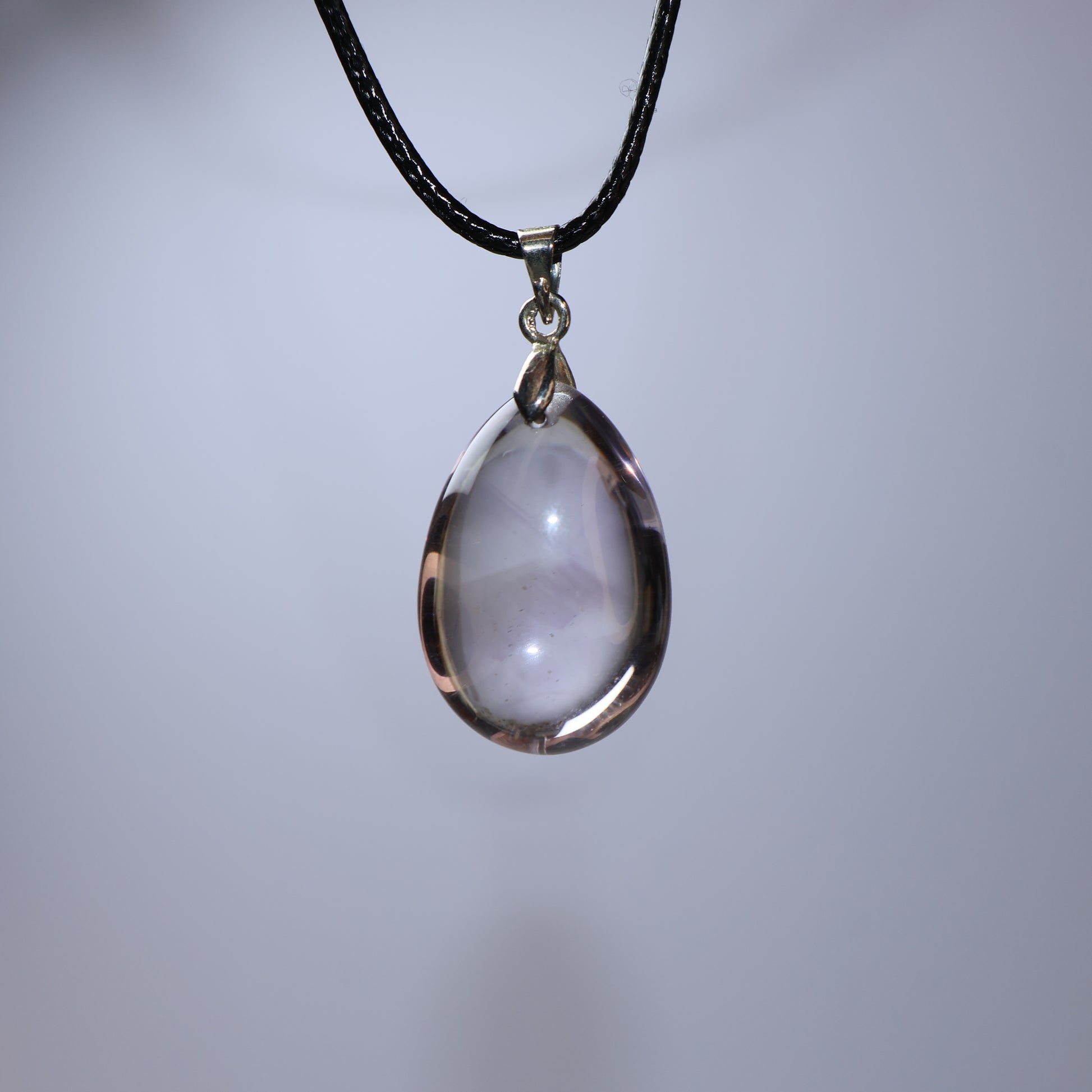 Mystery Key Natural Amethyst teardrop pendant