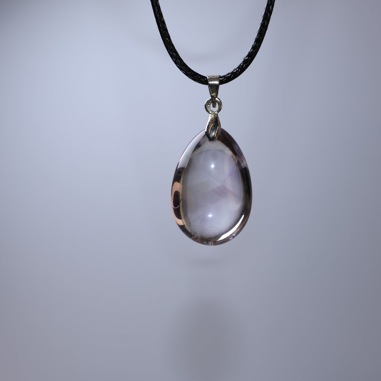 Lavender Amethyst teardrop pendant close up