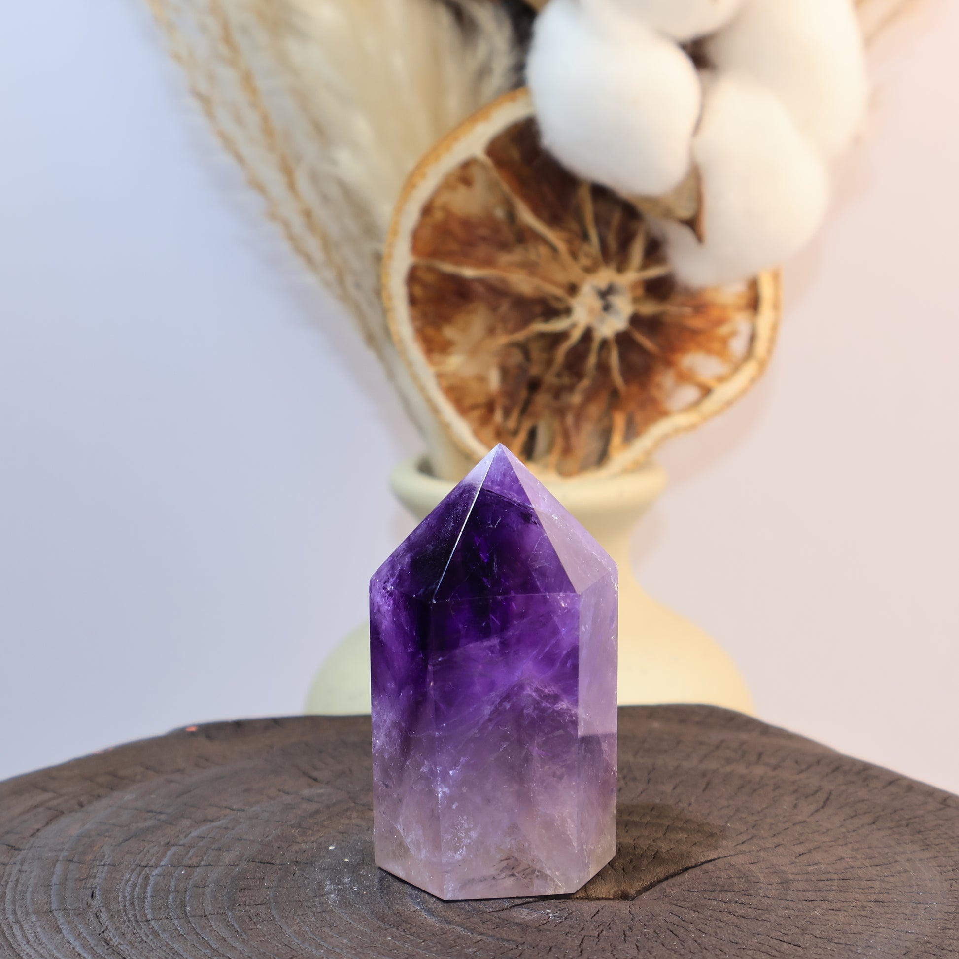 Back view of Amethyst tower, even distribution of purple tones.