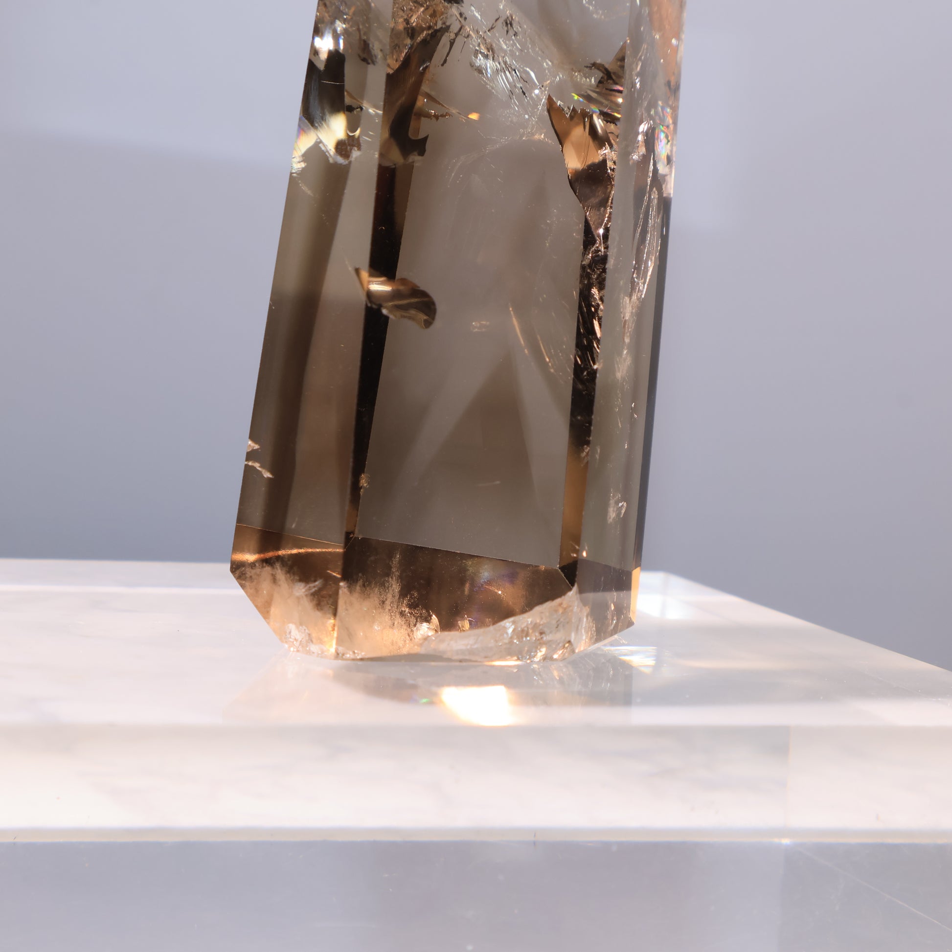 Smoky Quartz Tower – close-up showing details at the base.