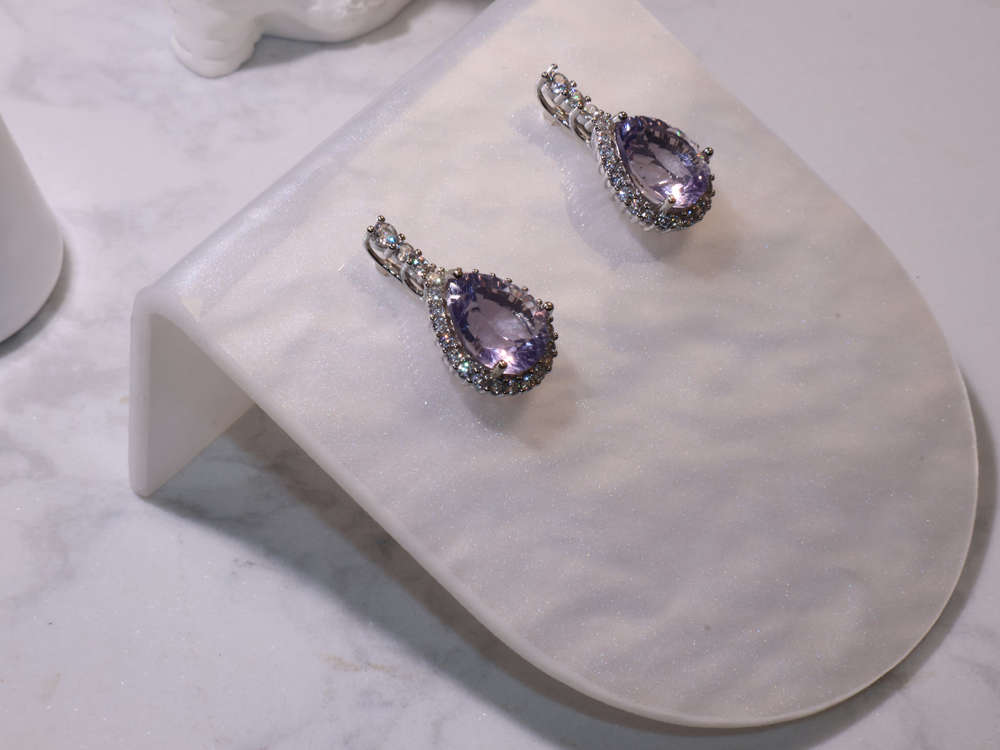 Amethyst Teardrop Earrings 紫水晶水滴耳環 – 8.7×10.3mm（S925 Silver 銀鍍鋯石）