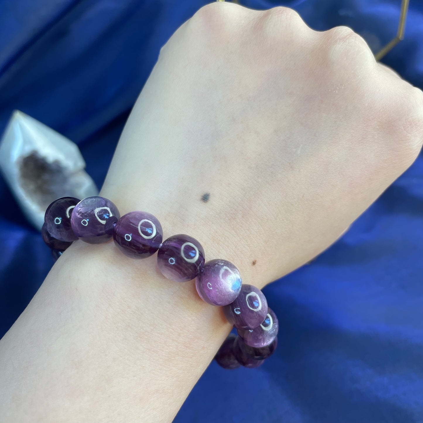 Natural Lepidolite Bracelet – 11mm Calming Purple Mica Crystal for Emotional Balance