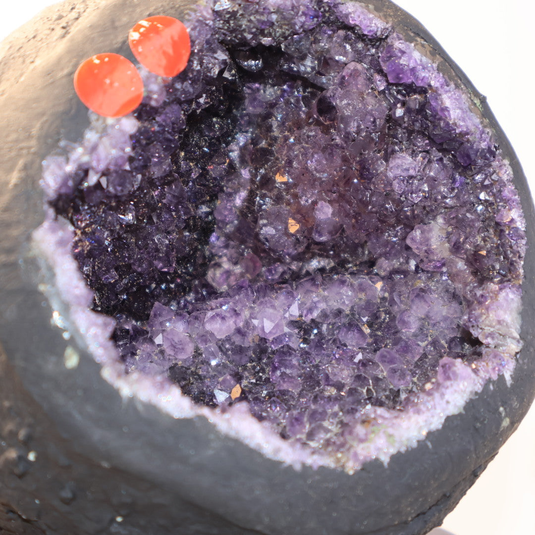 Detailed Purple Crystal Formation Inside Natural Amethyst Geode from Uruguay
