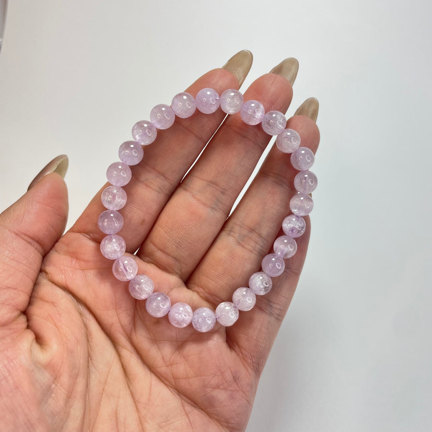 Natural Kunzite Bracelet 7mm Pinkish Purple Spodumene Gemstone Calming Energy