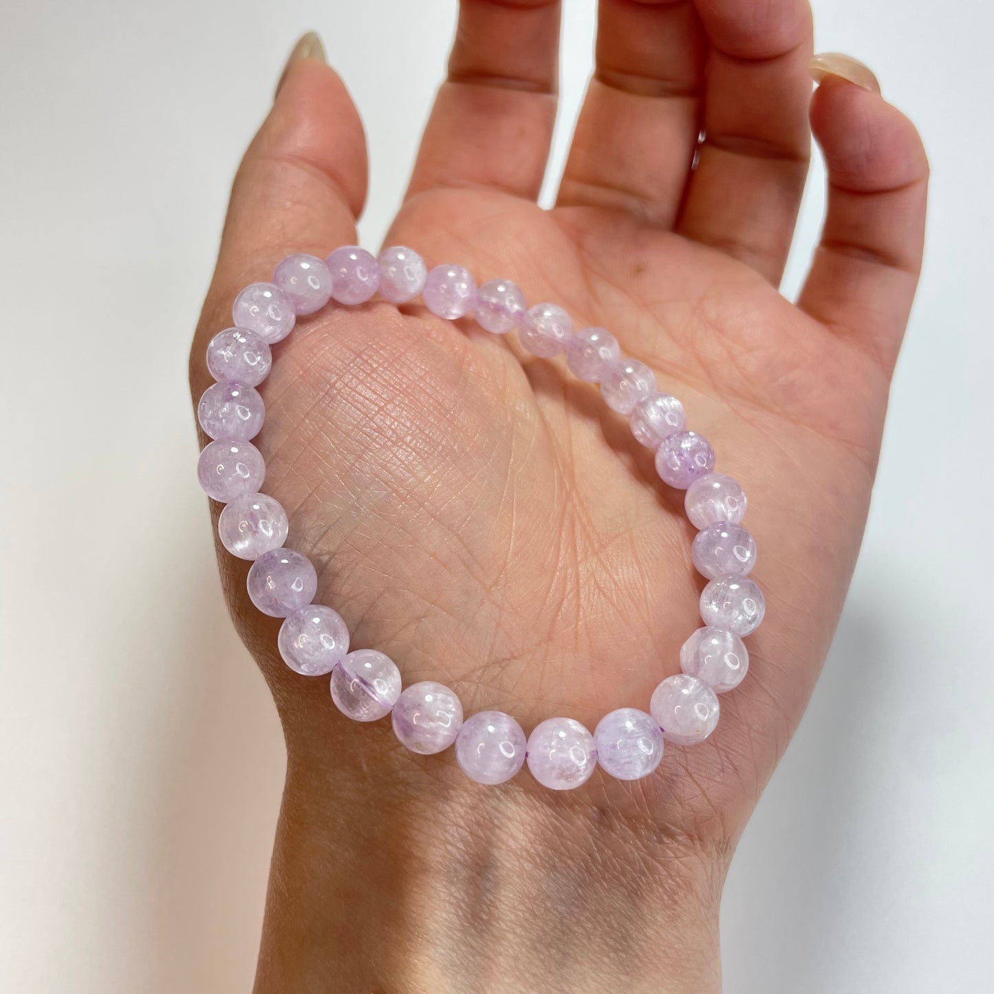 Natural Kunzite Bracelet 7mm Pinkish Purple Spodumene Gemstone Calming Energy