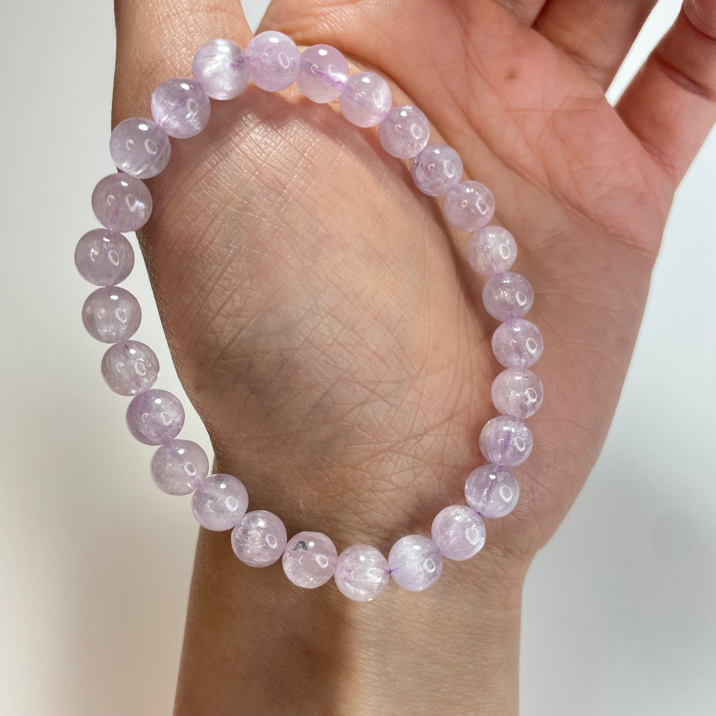 Natural Kunzite Bracelet 7mm Pinkish Purple Spodumene Gemstone Calming Energy