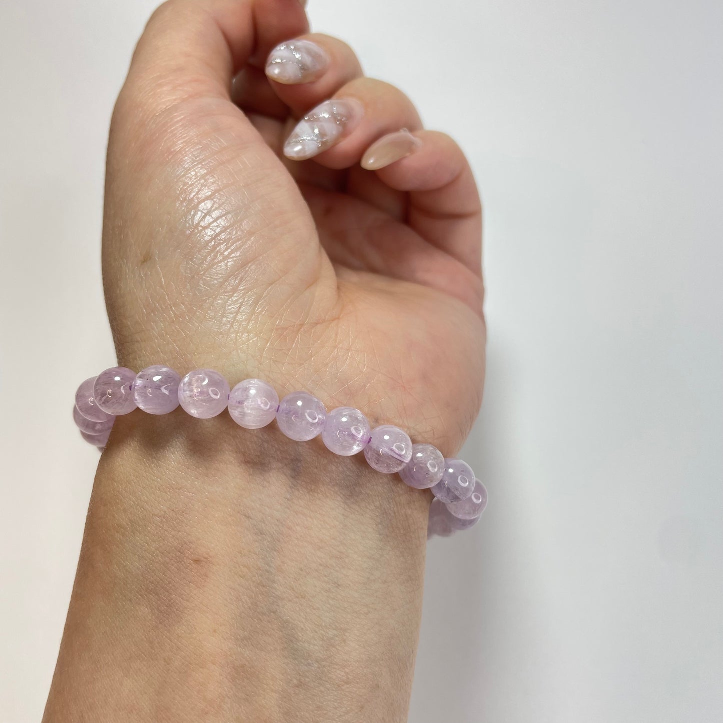 Natural Kunzite Bracelet 7mm Pinkish Purple Spodumene Gemstone Calming Energy
