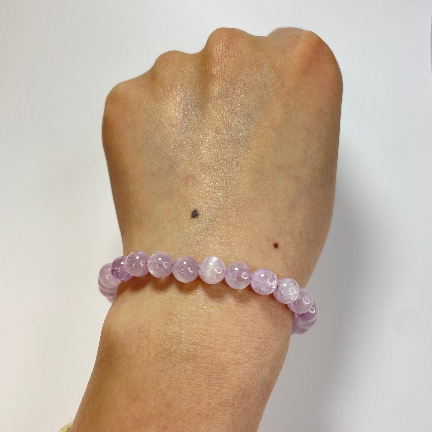 Natural Kunzite Bracelet 7mm Pinkish Purple Spodumene Gemstone Calming Energy