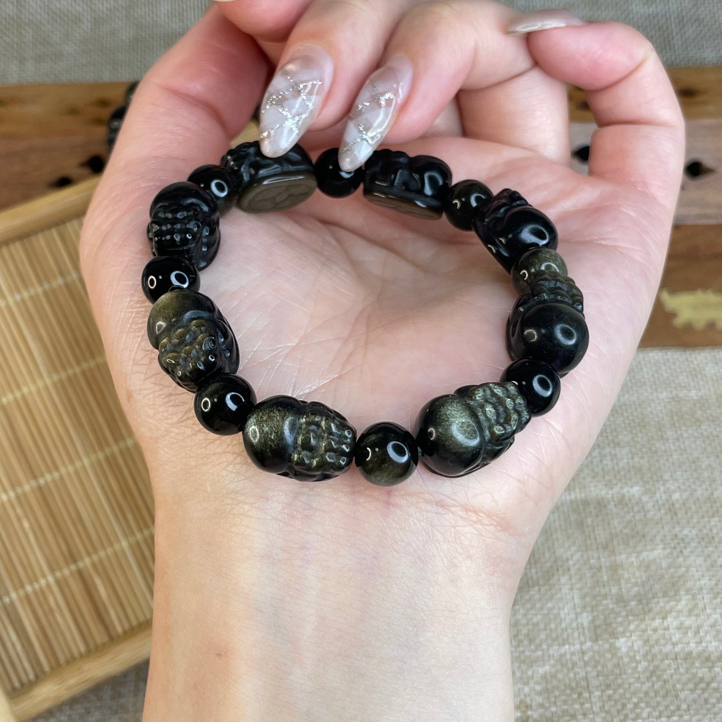 Mystical Pi Xiu Bracelet – 9mm Obsidian & Golden Sheen Obsidian