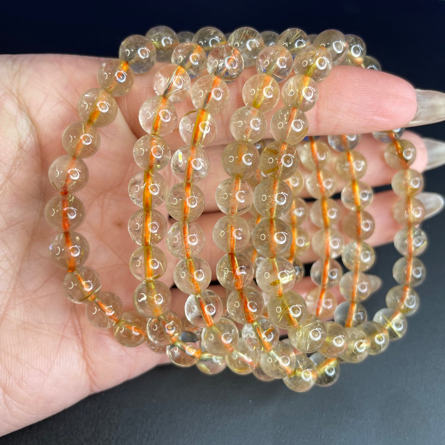 “Golden Threads” Golden Rutilated Quartz Bracelet 「金絲流光」金髮晶手串 – 7mm（Brazil 巴西）