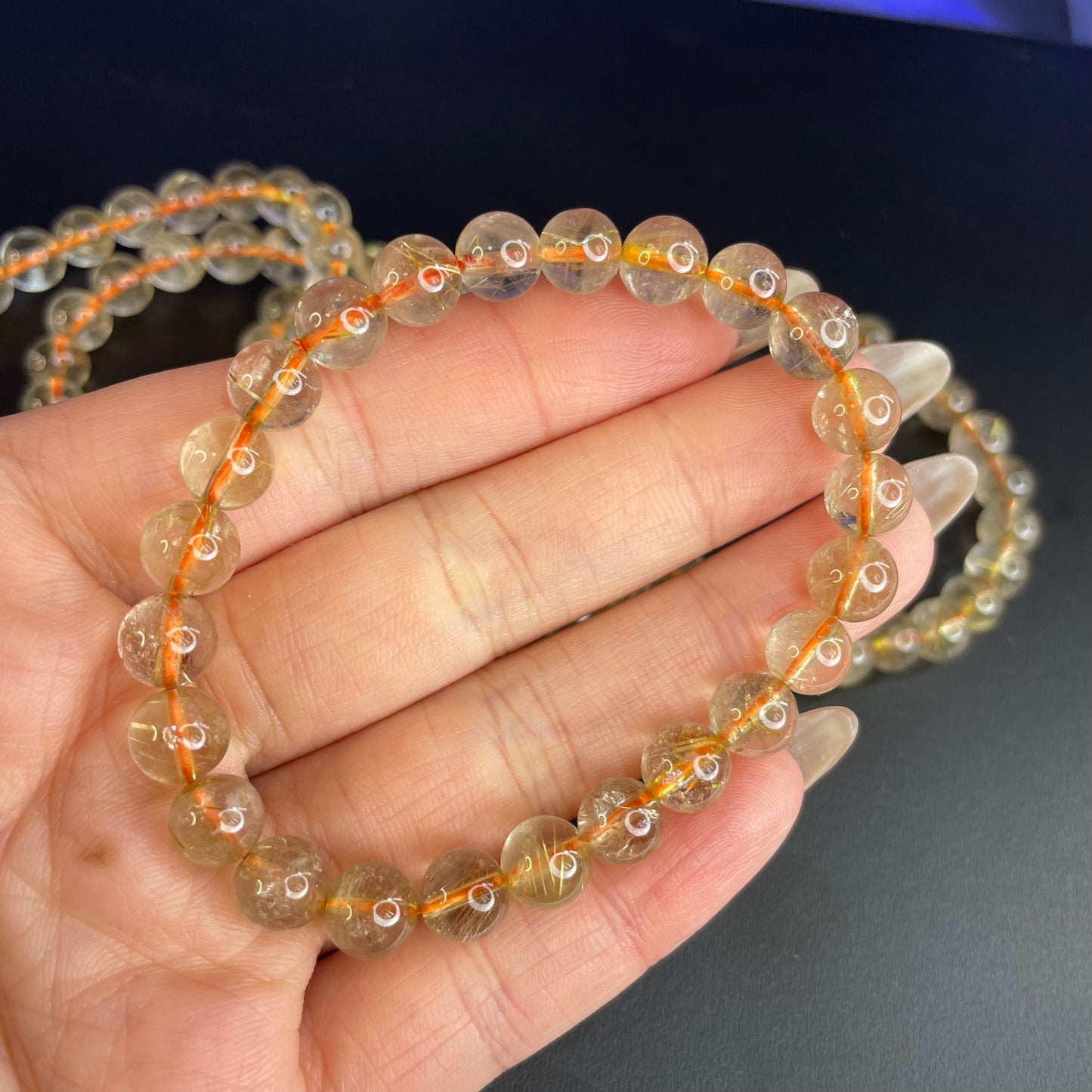 “Golden Threads” Golden Rutilated Quartz Bracelet 「金絲流光」金髮晶手串 – 7mm（Brazil 巴西）