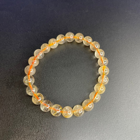 “Golden Threads” Golden Rutilated Quartz Bracelet 「金絲流光」金髮晶手串 – 7mm（Brazil 巴西）