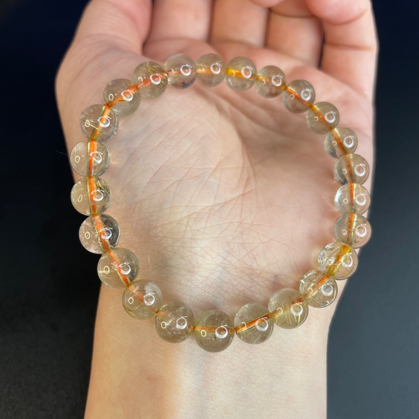 “Golden Threads” Golden Rutilated Quartz Bracelet 「金絲流光」金髮晶手串 – 7mm（Brazil 巴西）