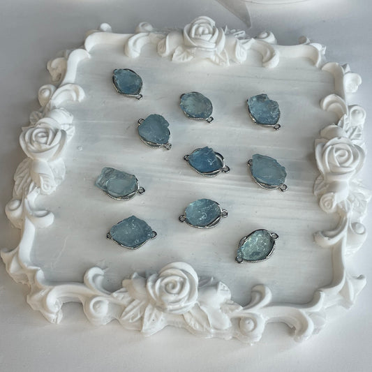 Raw Aquamarine Double-Hole Connectors