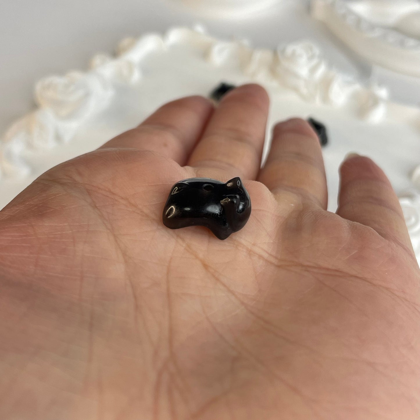 10pcs Silver Sheen Obsidian Cat Beads | 10x14mm | For 10–14mm Bracelet DIY