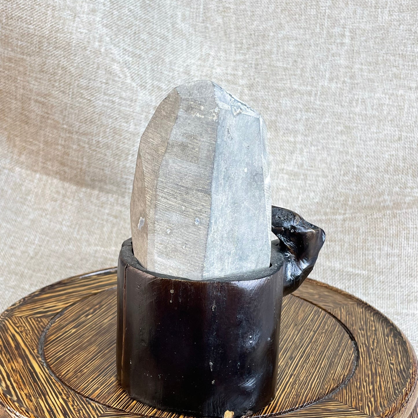 Amethyst Geode with Large Calcite Core – Hand-Carved Base