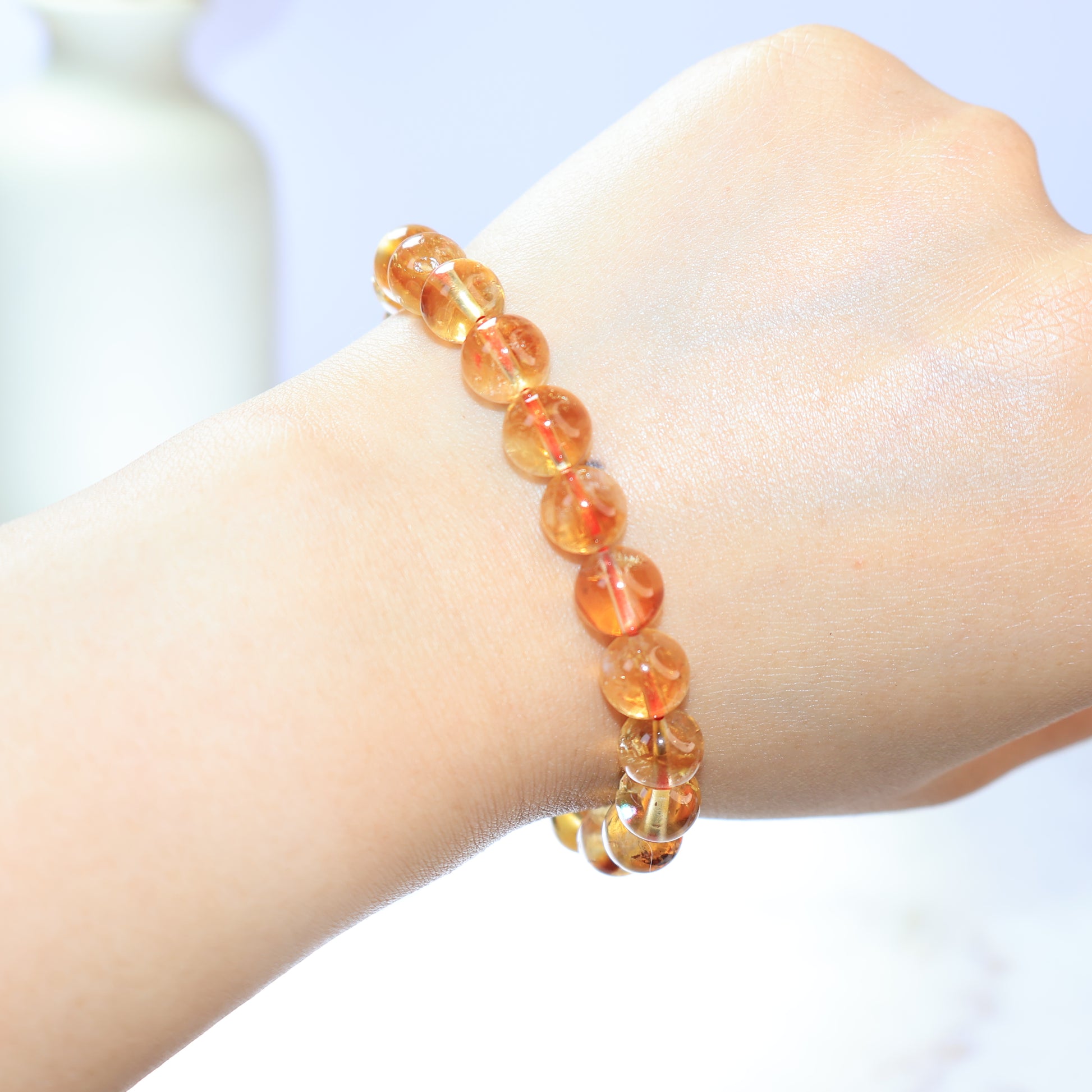 Transparent Citrine bracelet with rich honey-yellow crystal tones