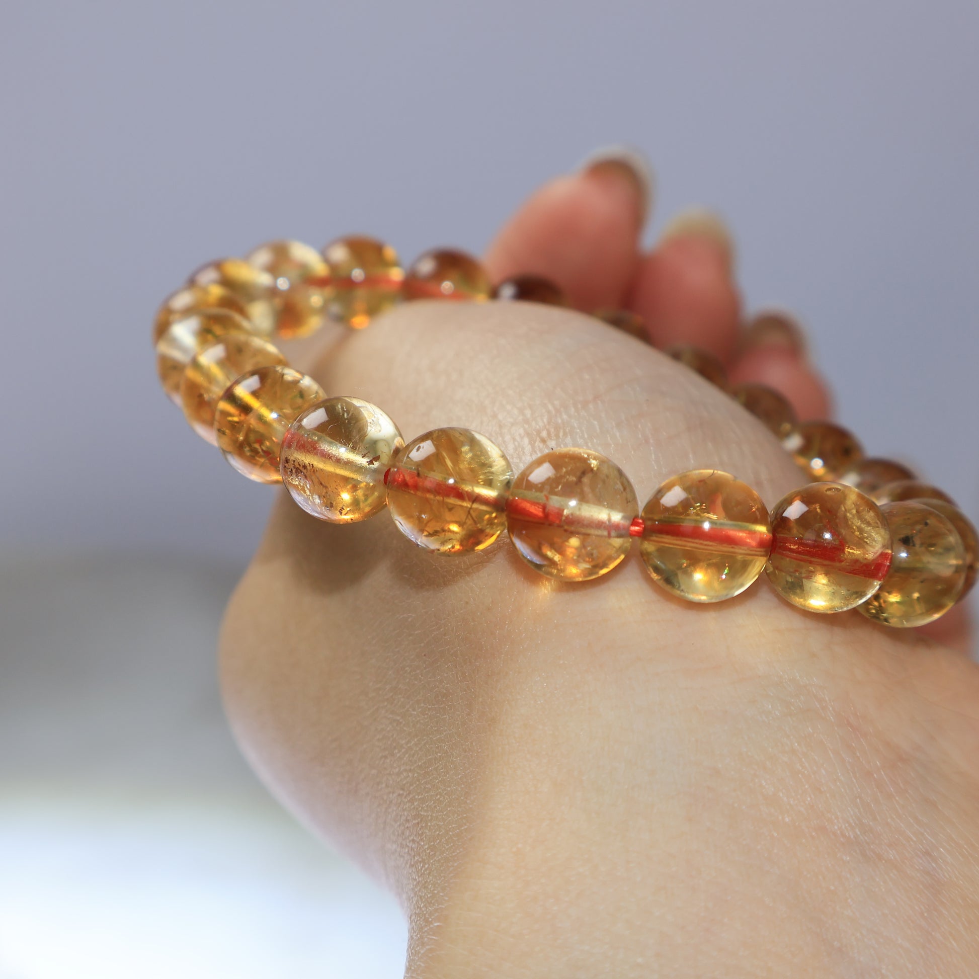 Golden Citrine bracelet photographed under soft lighting