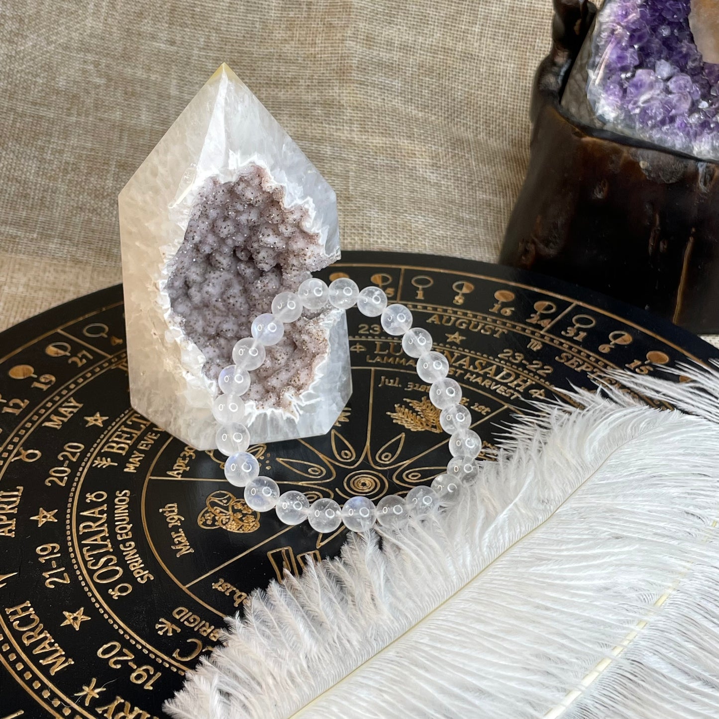 “Moon Dew” Natural Moonstone Bracelet 月露晨光｜天然月亮石手串 – 7mm（India 印度）