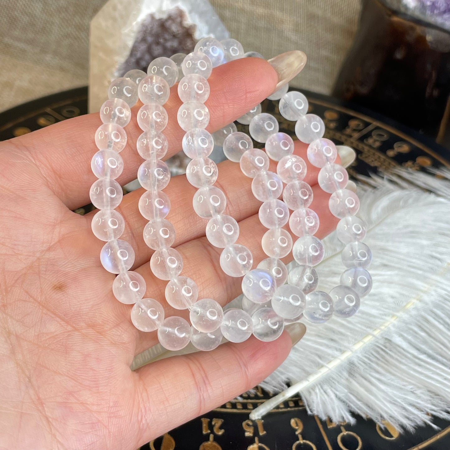 “Moon Dew” Natural Moonstone Bracelet 月露晨光｜天然月亮石手串 – 7mm（India 印度）