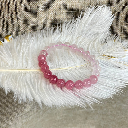 “Rose Bloom” Natural Rhodonite Gradient Bracelet 玫瑰漸影｜薔薇威手串 – 8mm（Peru 秘魯）