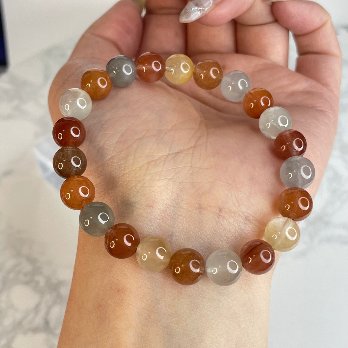 Rainbow Rutile Quartz Bracelet         彩兔毛水晶手串｜8mm