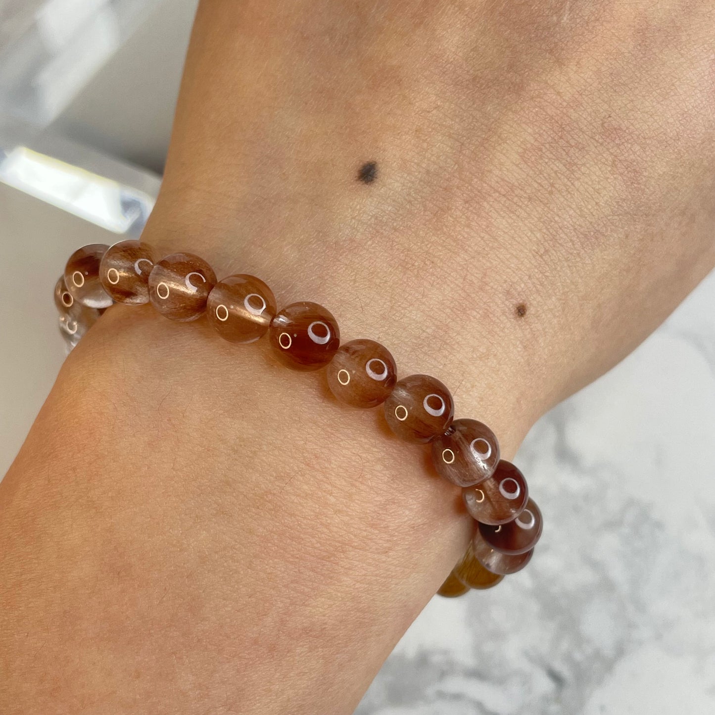 Dual-Tone Rainbow Rutile Quartz Bracelet – 7mm | 雙色漸變彩兔毛水晶手串
