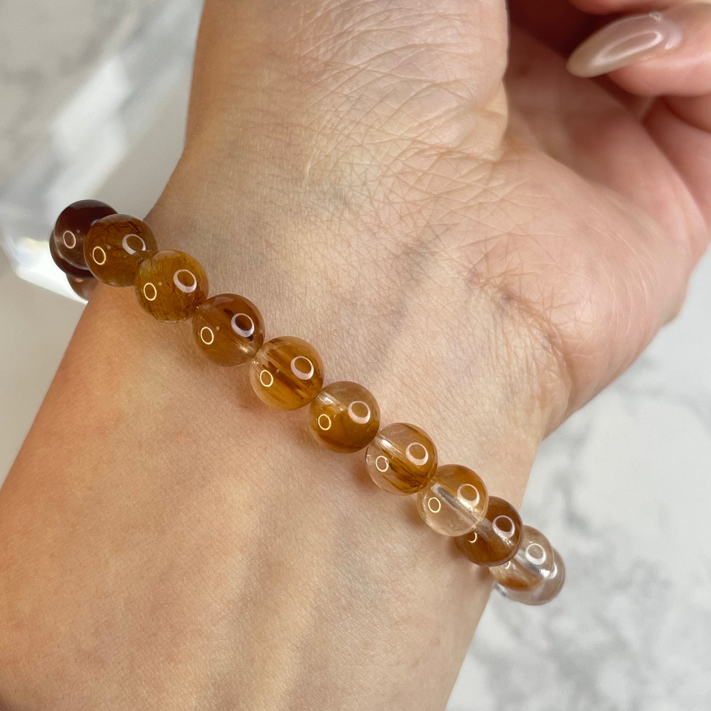 Dual-Tone Rainbow Rutile Quartz Bracelet – 7mm | 雙色漸變彩兔毛水晶手串