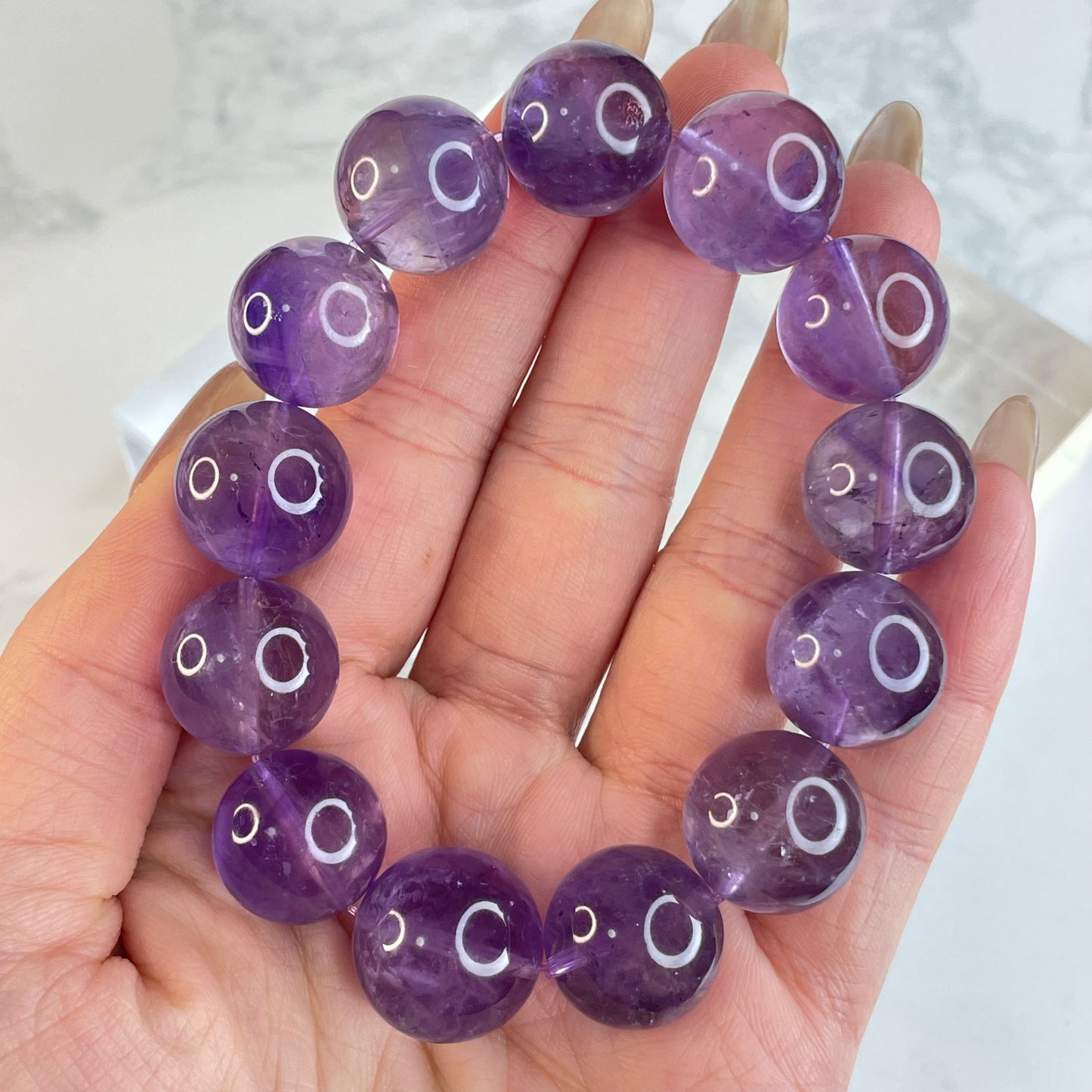 Natural Amethyst Bracelet 巴西天然紫水晶手串 – 16mm Beads | Suitable for 16cm Wrist