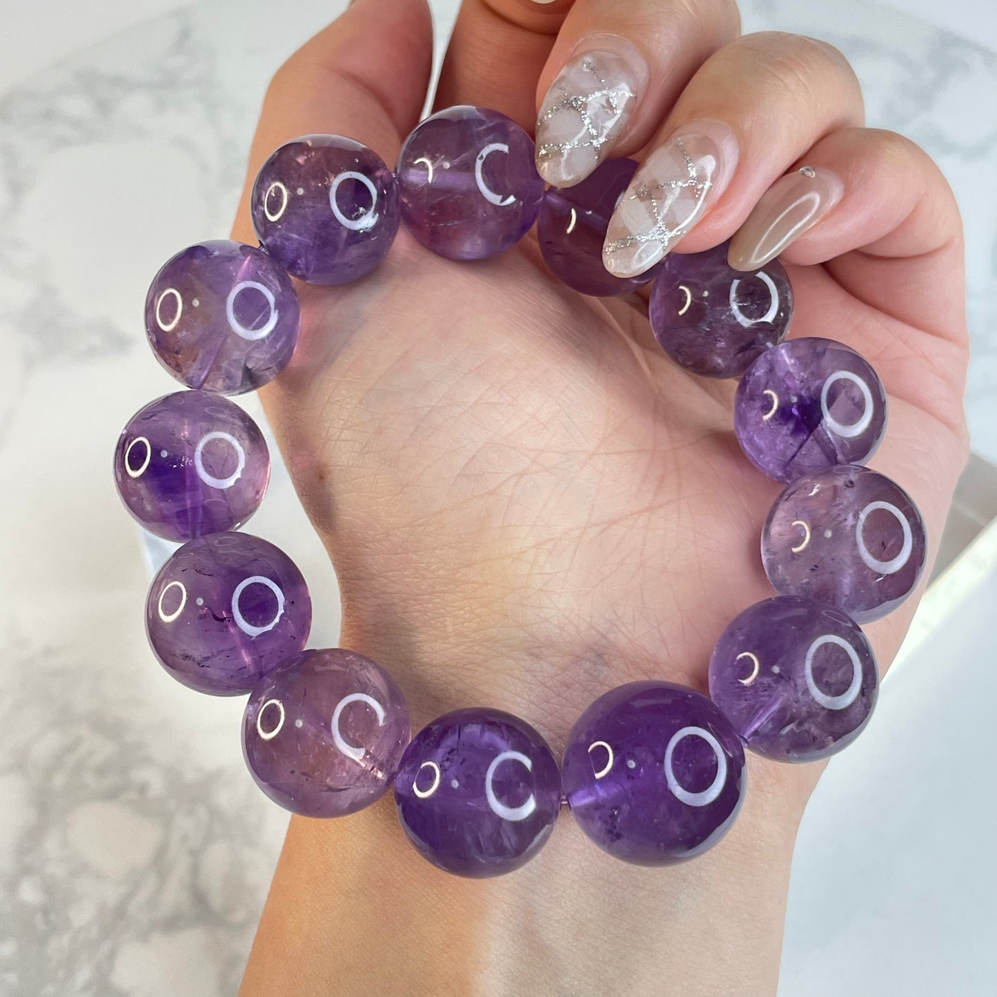 Natural Amethyst Bracelet 巴西天然紫水晶手串 – 16mm Beads | Suitable for 16cm Wrist