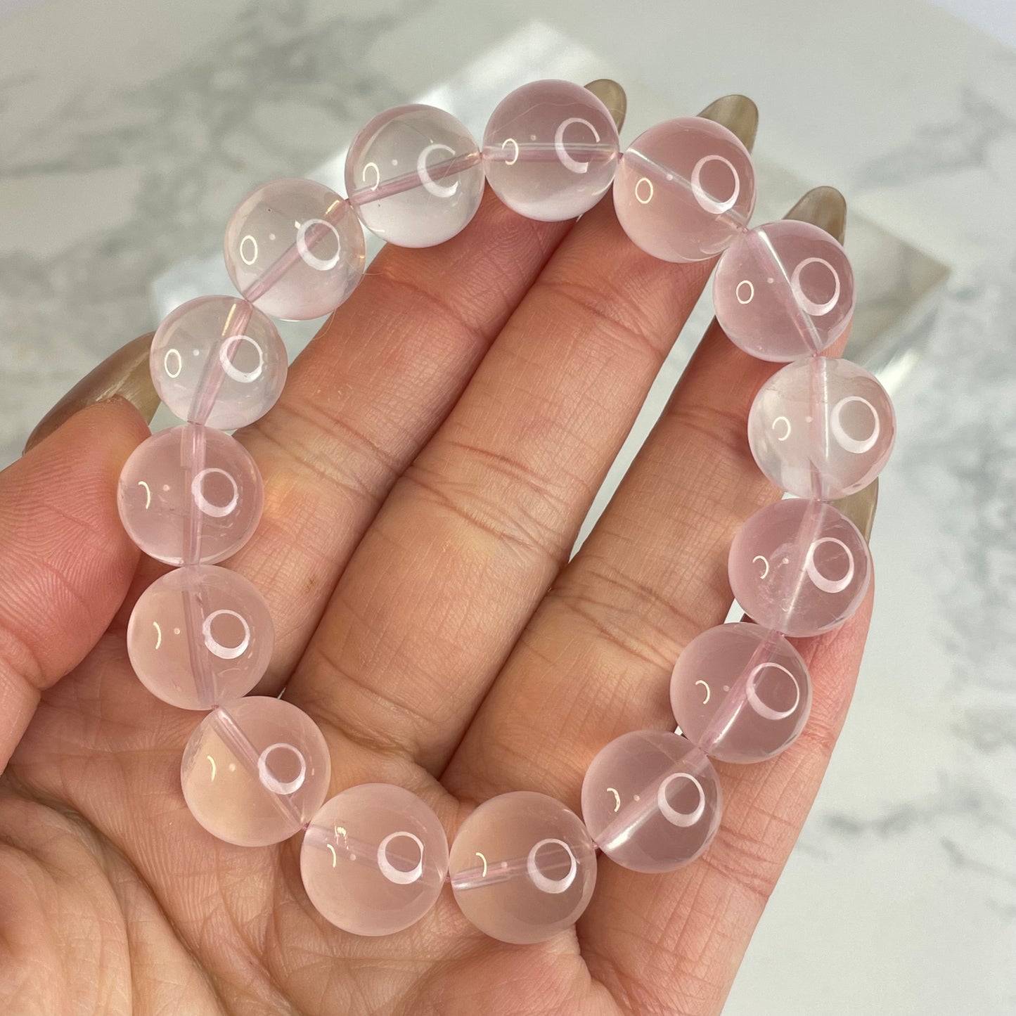 Star Rose Quartz 星光粉晶手串 – 13mm（原產地：馬達加斯加）