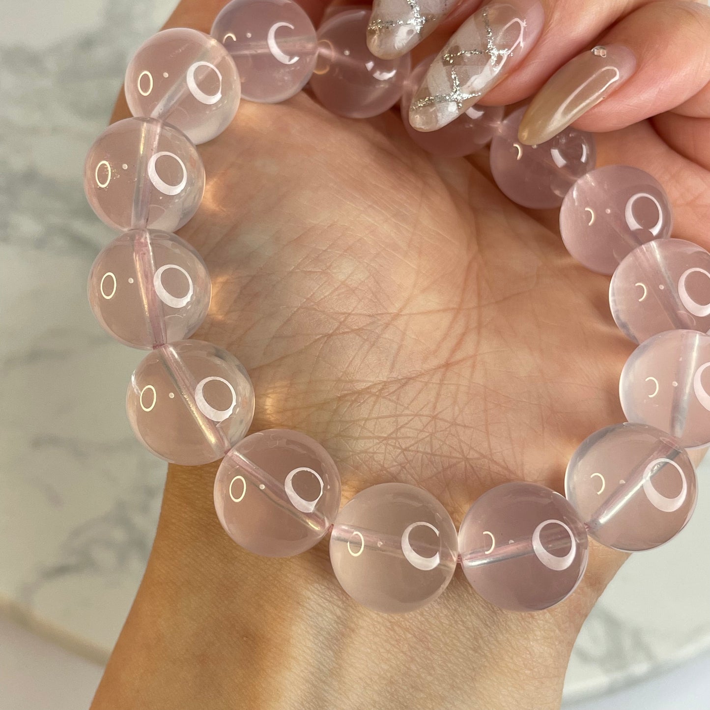 Star Rose Quartz 星光粉晶手串 – 14mm（原產地：馬達加斯加）