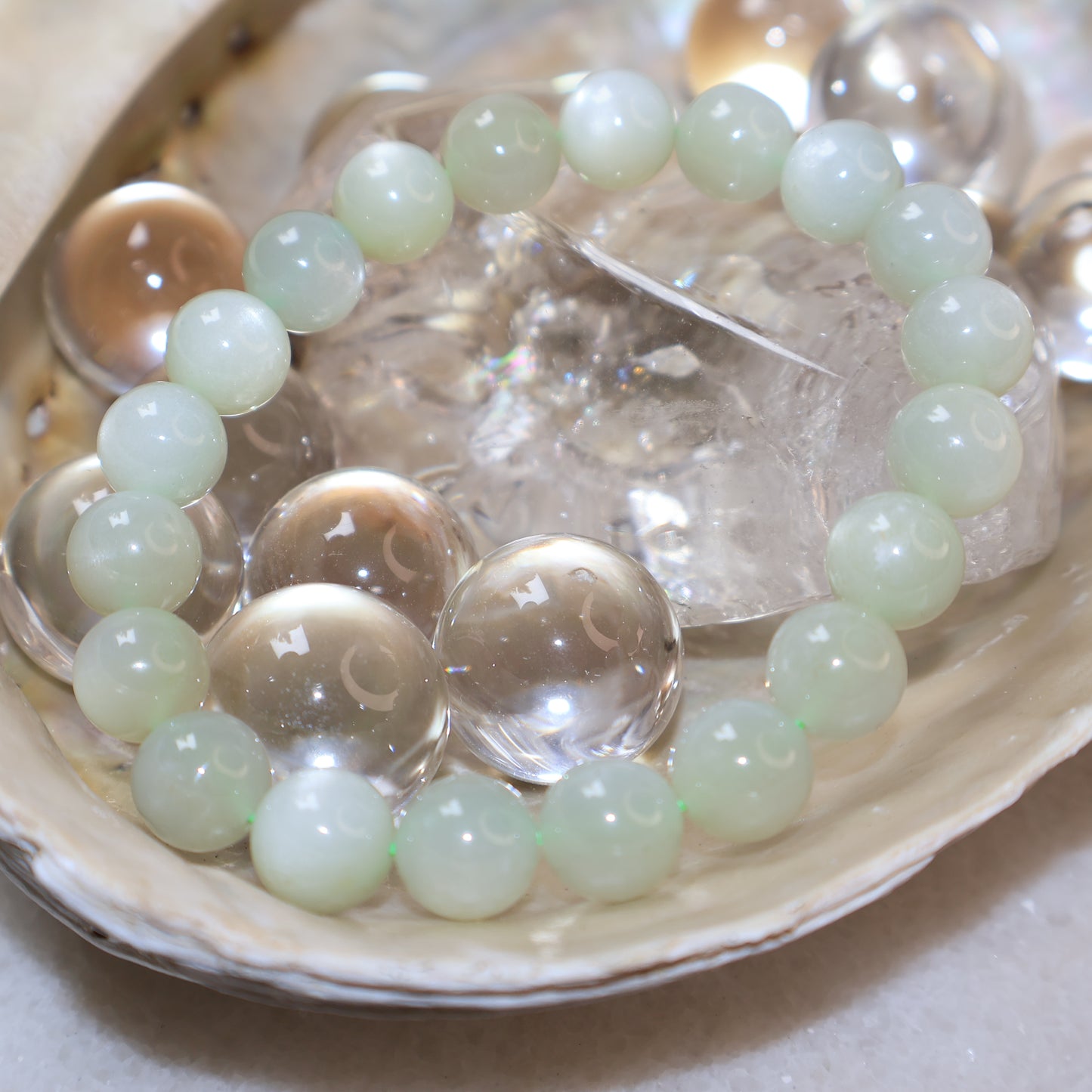 Green Moonstone Bracelet 綠月亮石手串 – 9mm