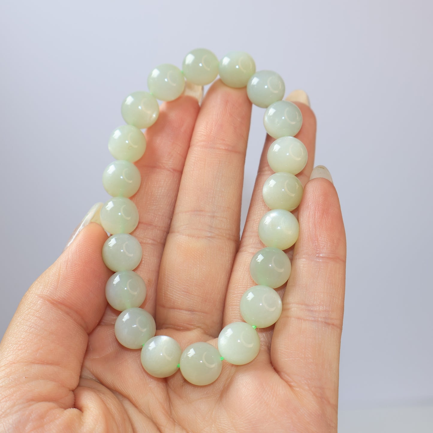 Green Moonstone Bracelet 綠月亮石手串 – 9mm