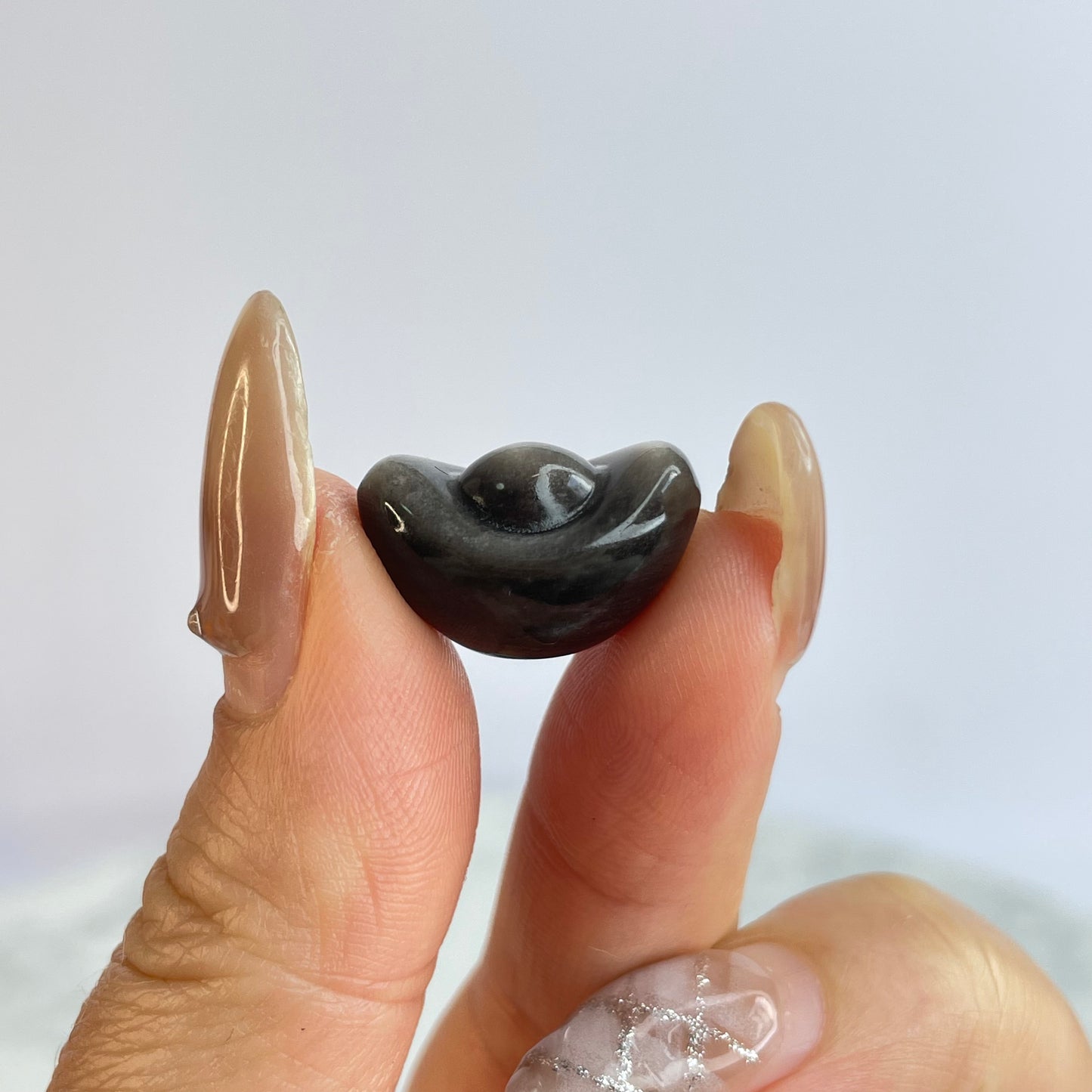 Silver Sheen Obsidian Yuanbao 銀曜石元寶 – DIY Beads 10pcs Set（13×18mm）