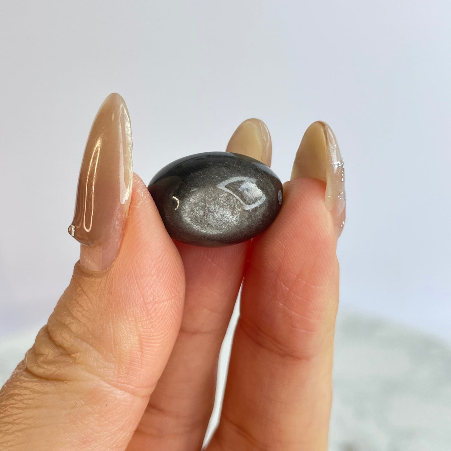 Silver Sheen Obsidian Yuanbao 銀曜石元寶 – DIY Beads 10pcs Set（13×18mm）
