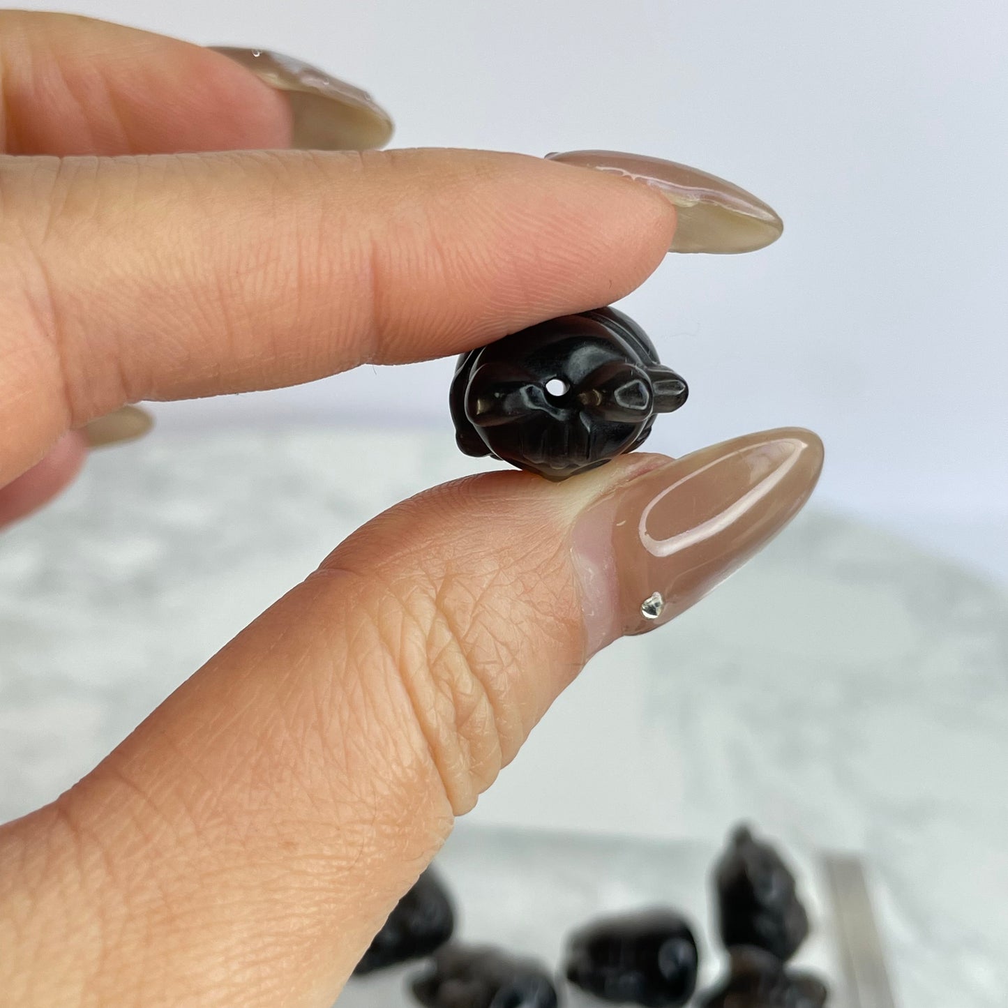 Silver Sheen Obsidian Lucky Cat 銀曜石招財貓 – DIY Beads 10pcs Set（16×16mm）