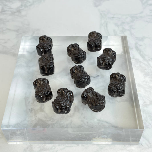 Ice Obsidian Pixiu Beads 冰曜石貔貅抱金錢 – 10pcs Set（13×19mm）