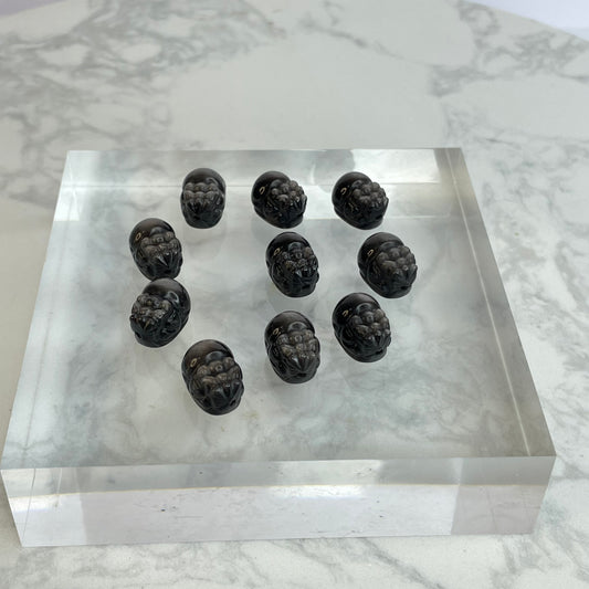 Silver Sheen Obsidian Pixiu Beads 銀曜石貔貅珠 – 10pcs Set（10×14mm）
