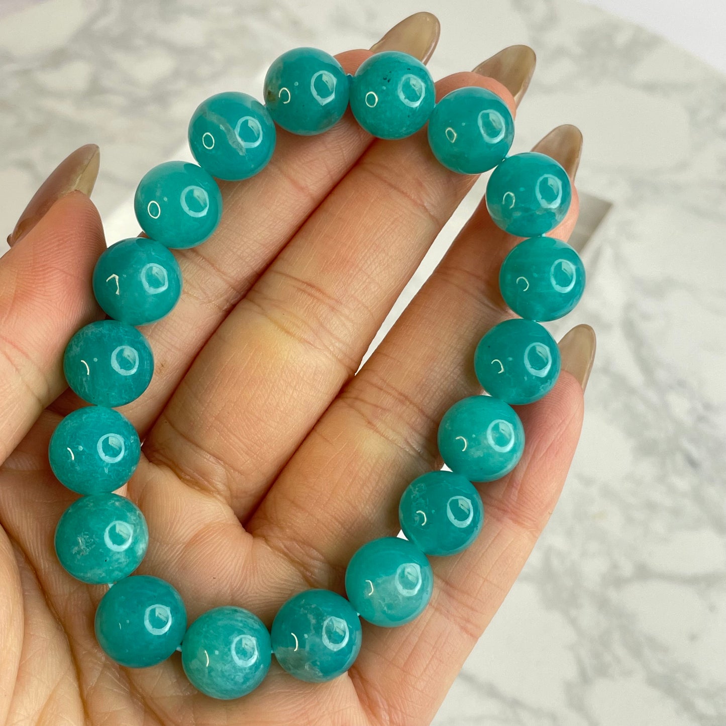 “Tranquil River” Amazonite Bracelet
「靜水心語」亞馬遜石手串 – 10mm（Brazil 巴西）