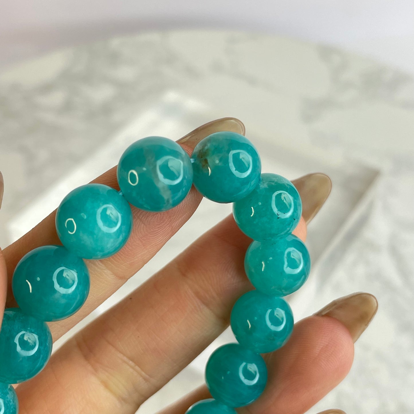 “Tranquil River” Amazonite Bracelet
「靜水心語」亞馬遜石手串 – 10mm（Brazil 巴西）