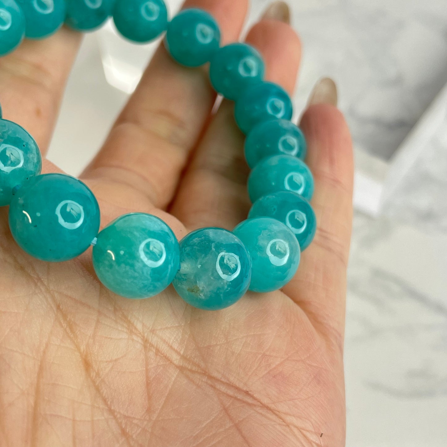 “Tranquil River” Amazonite Bracelet
「靜水心語」亞馬遜石手串 – 10mm（Brazil 巴西）