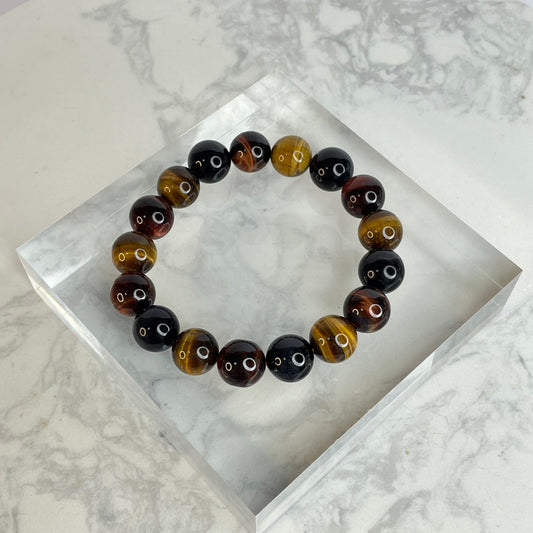 Mixed Tiger’s Eye bracelet 彩虎眼石手串 – 11mm（含天然瑕疵 | 適合17cm手圍）