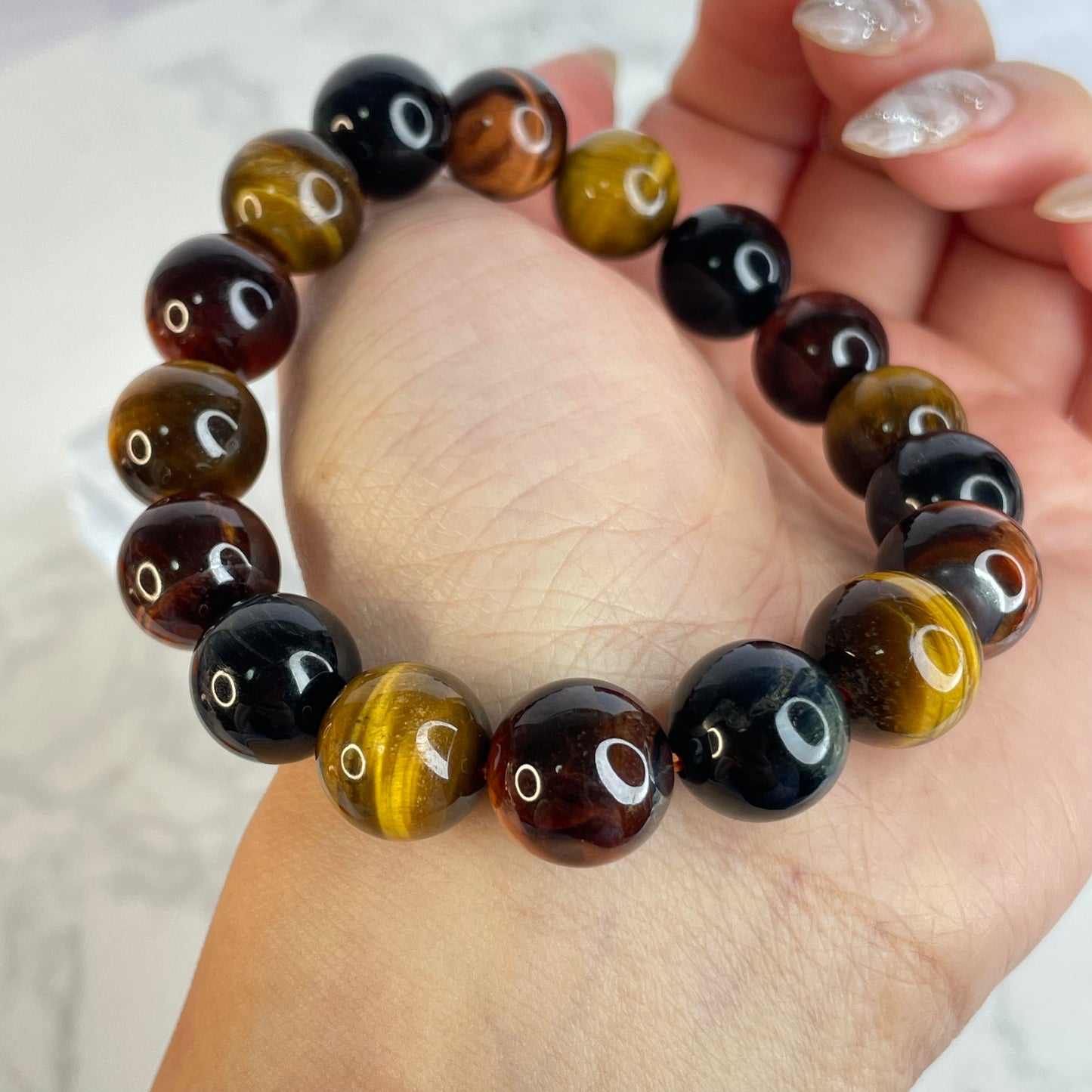 Mixed Tiger’s Eye bracelet 彩虎眼石手串 – 11mm（含天然瑕疵 | 適合17cm手圍）