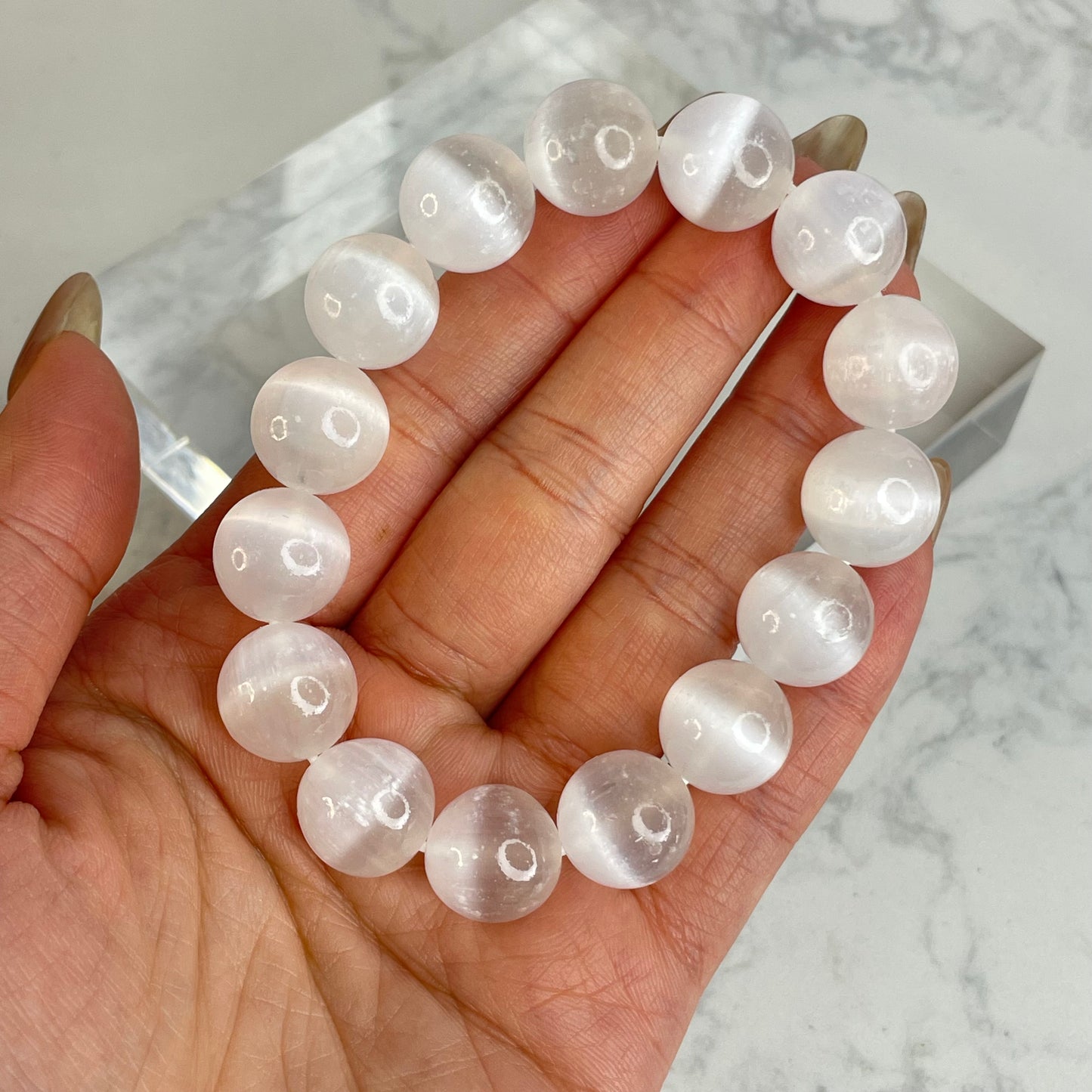 Selenite Bracelet 透石膏手串 – 14mm（Morocco 摩洛哥）