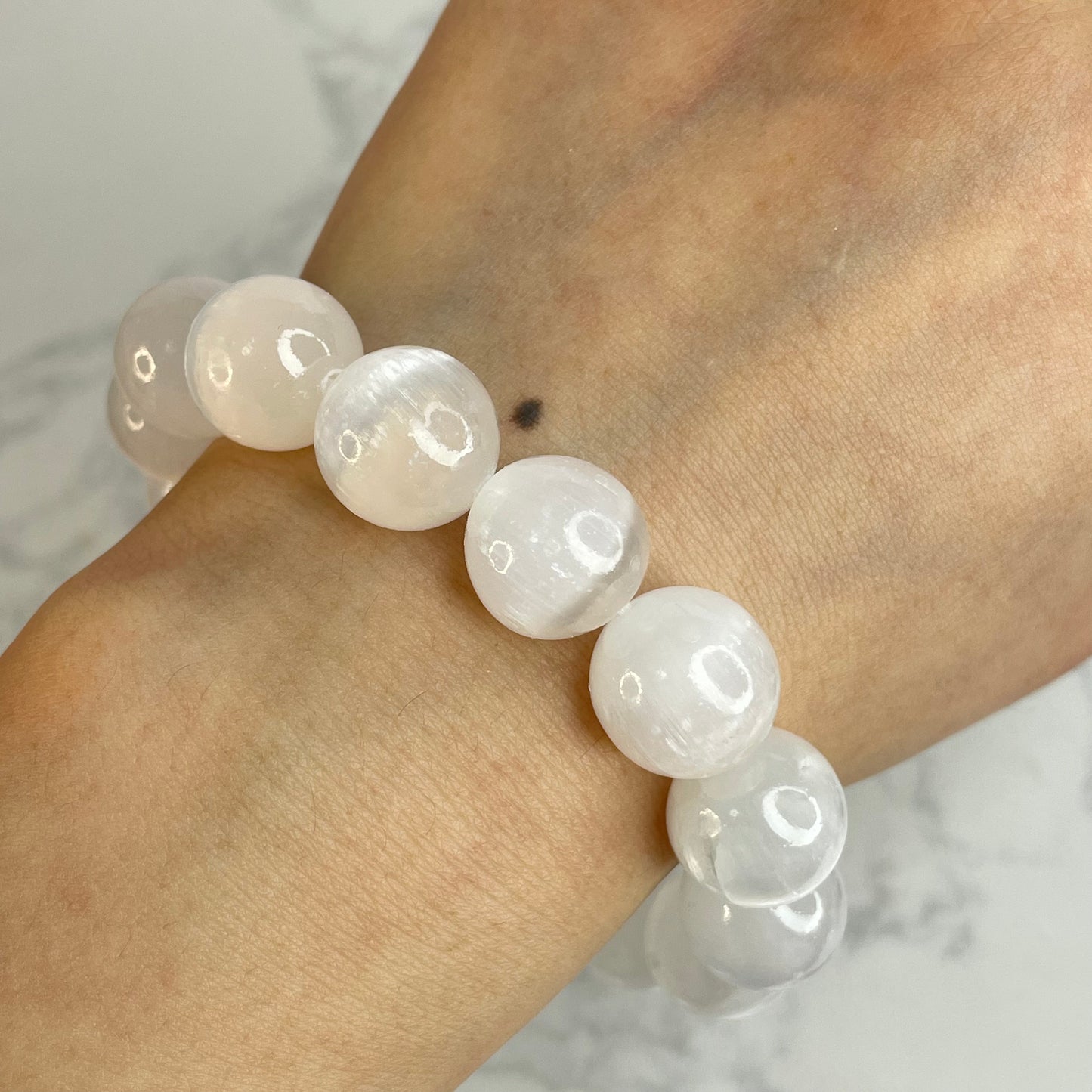 Selenite Bracelet 透石膏手串 – 14mm（Morocco 摩洛哥）