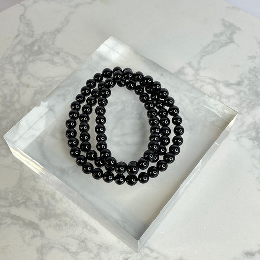 Black Tourmaline 3-Wrap Bracelet 黑碧璽三圈手串 – 6mm（Necklace Convertible｜Brazil 巴西）
